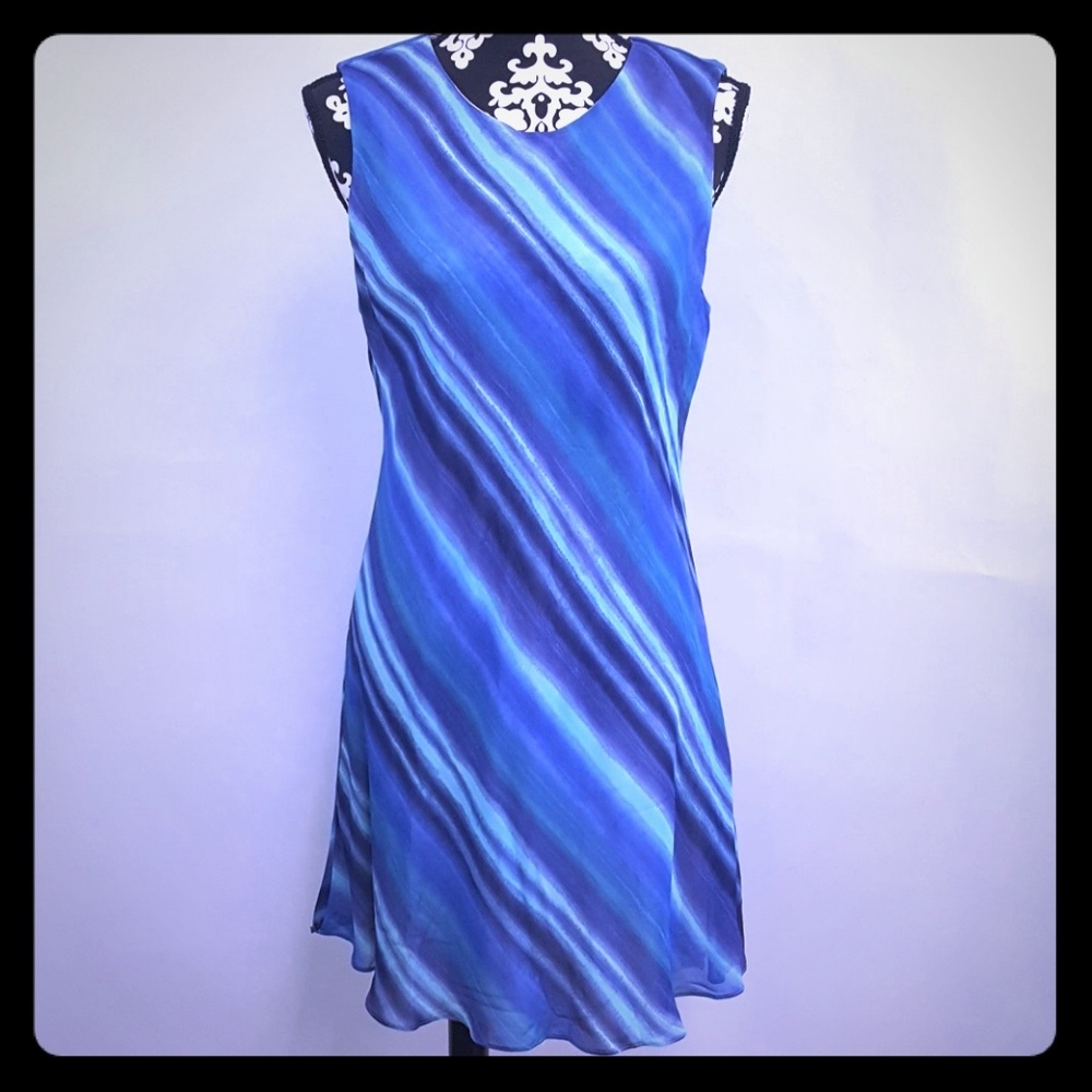Cache' Blue Striped Midi Dress